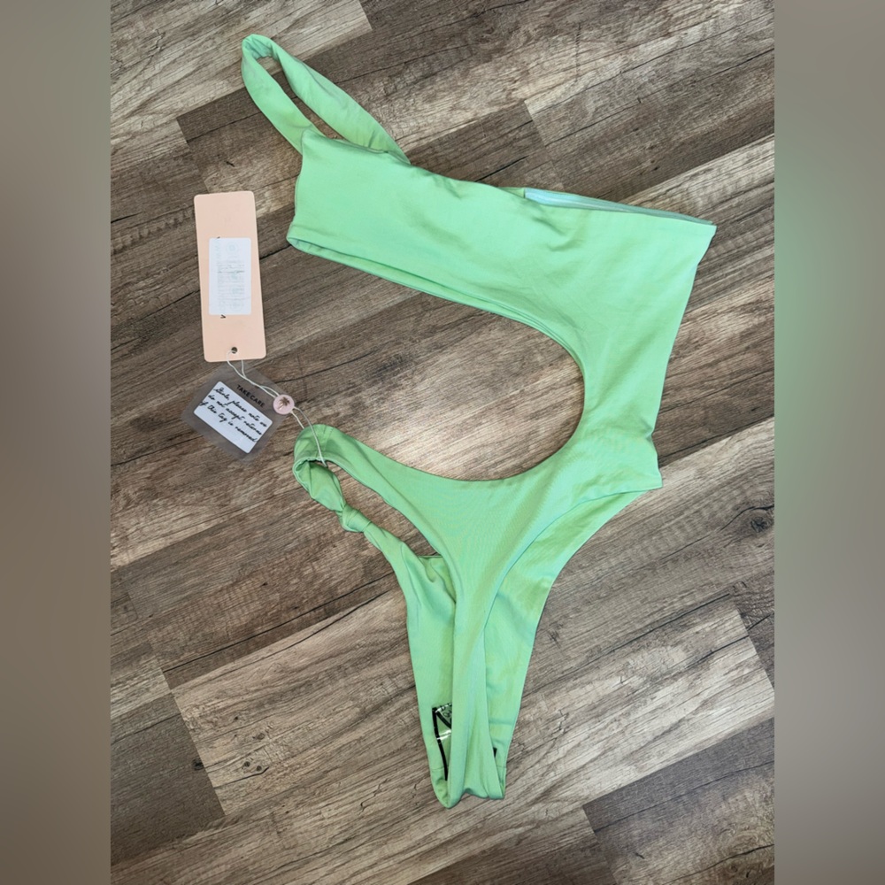 Lime Green One-Shoulder thong Oh-Polly Swimsuit - Picture 5 of 5